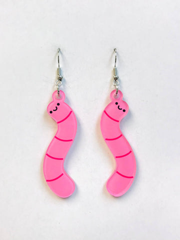 Pink Worm Earrings
