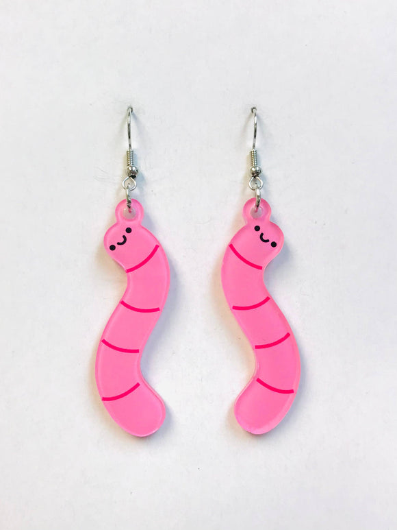 Pink Worm Earrings