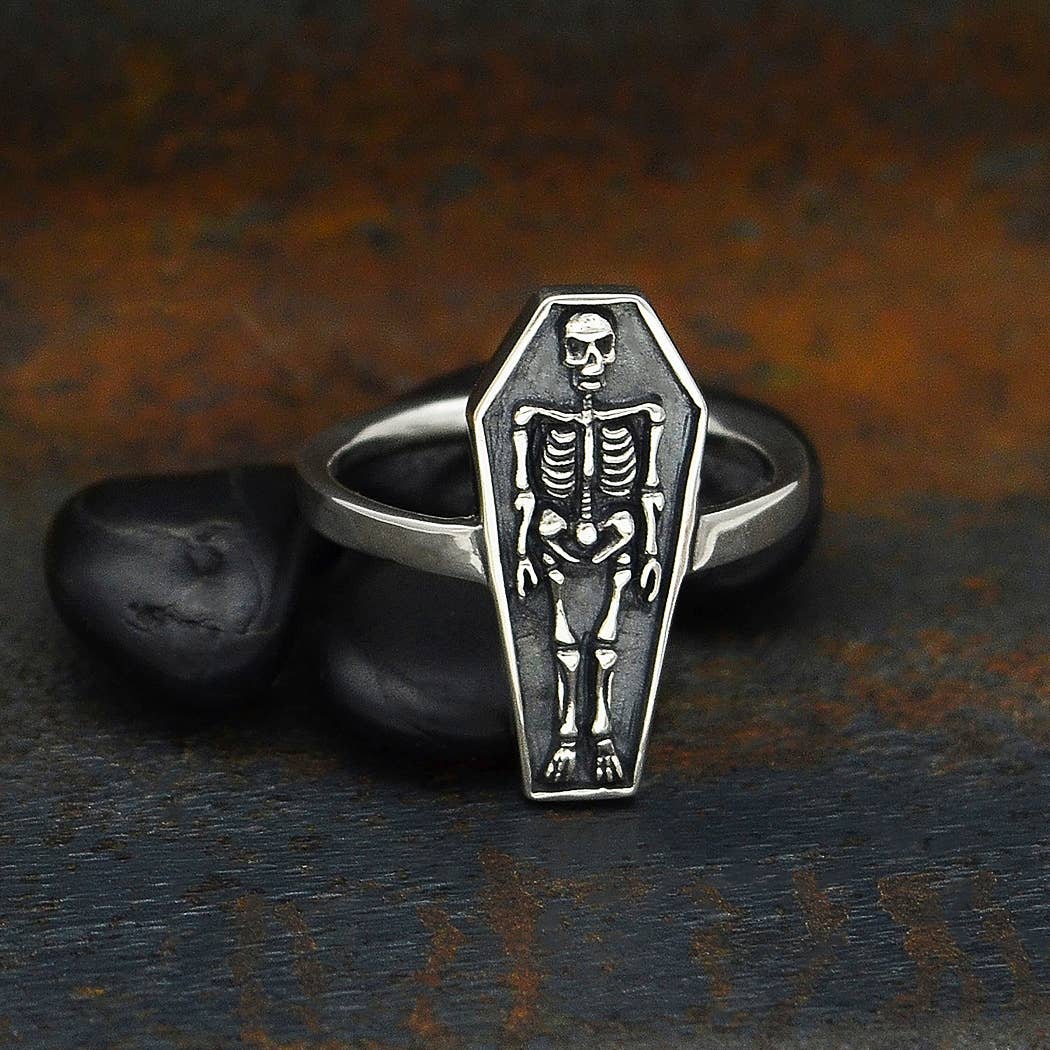 Skeleton Coffin Sterling Silver Ring