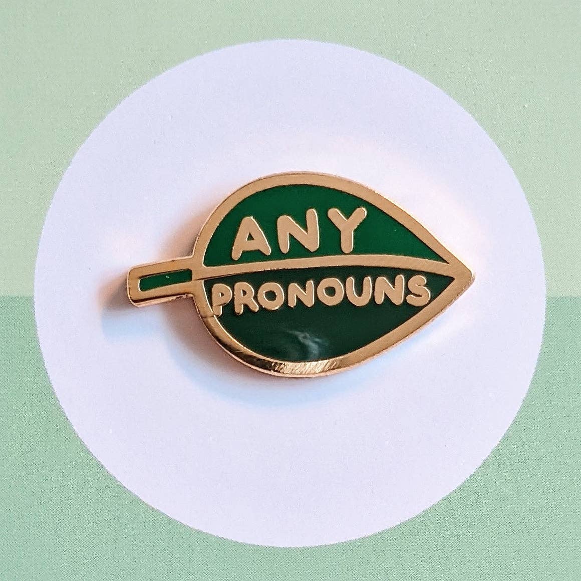 Pronoun Leaf Pin - any pronouns