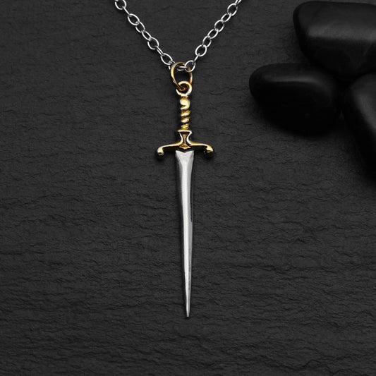 Sword Necklace - Sterling Silver with Bronze Handle