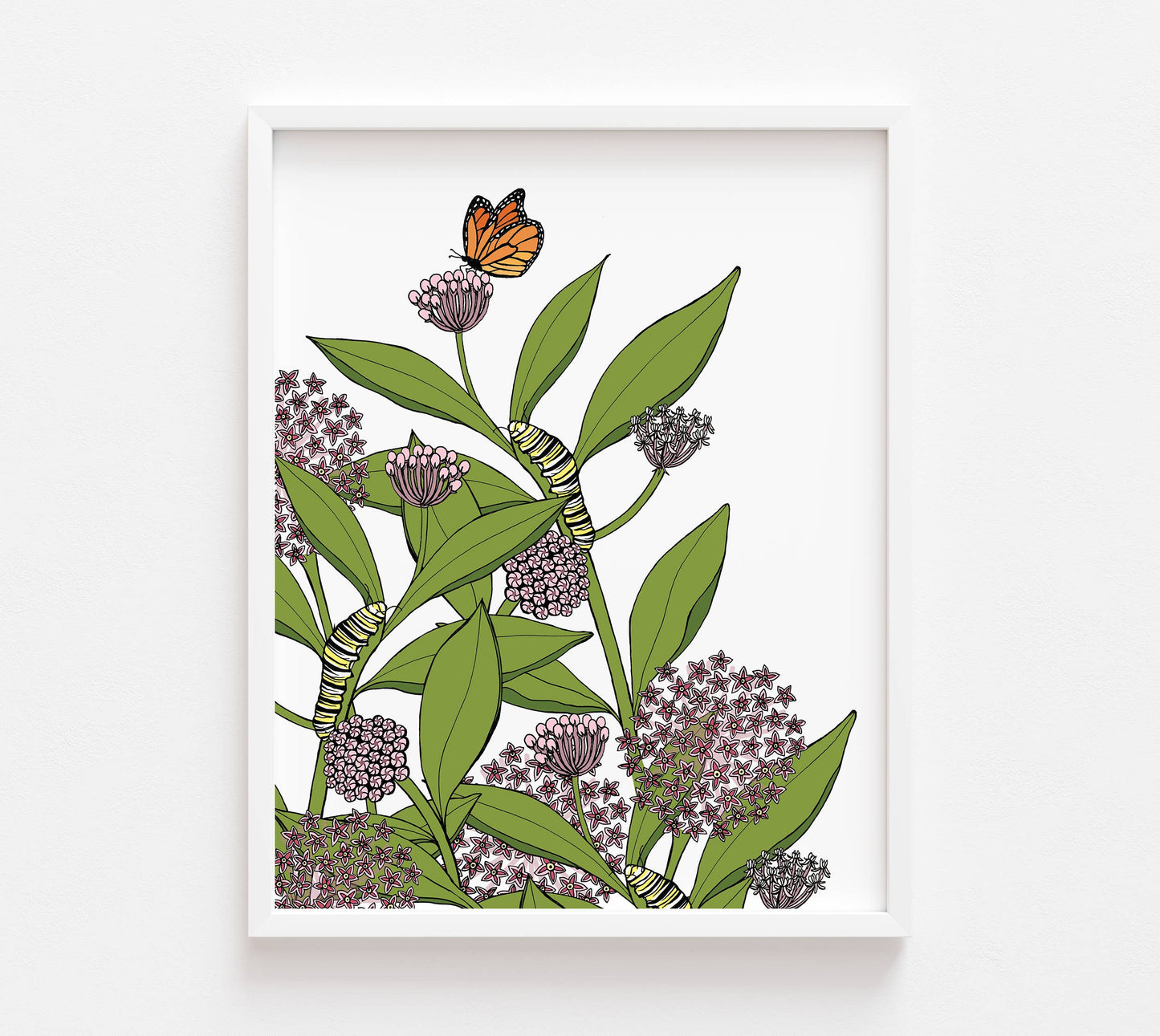 Milkweed and Monarch Butterfly Print
