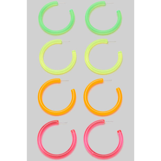 Neon Hoop Earrings Set