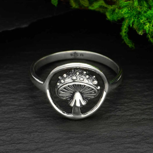 Agaric Mushroom Sterling Silver Ring