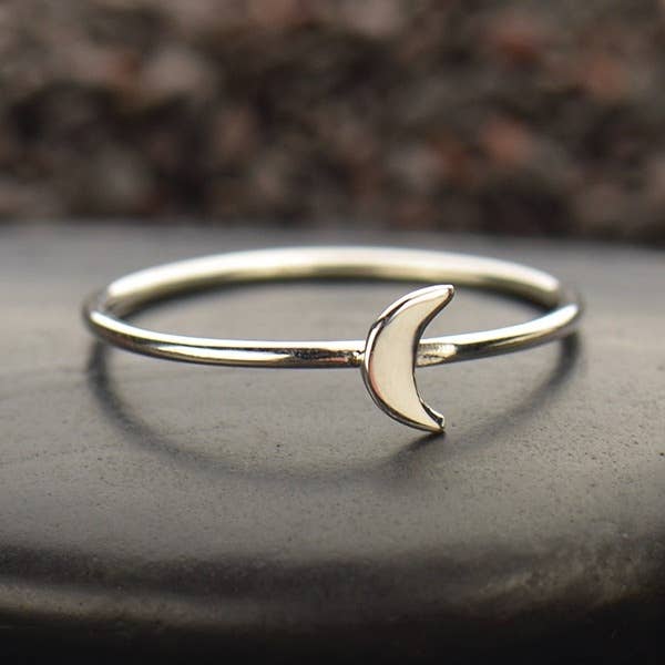 Tiny Moon Sterling Silver Ring