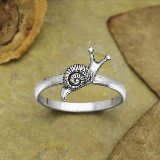 Tiny Snail Sterling Silver Ring