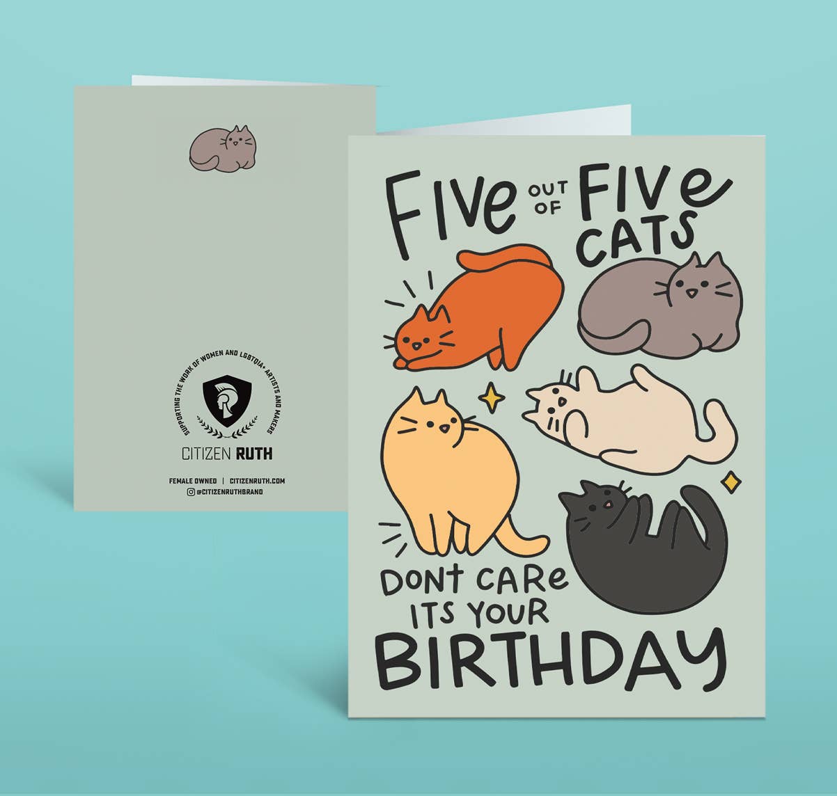 Five out of Five Cats Birthday Card