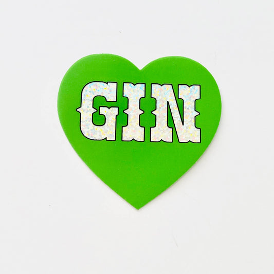 Gin Sparkly Heart Sticker