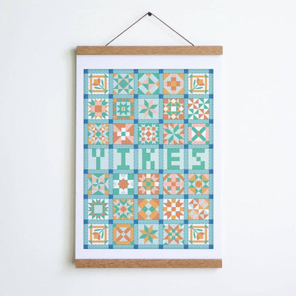 Yikes Patchwork Quilt Print