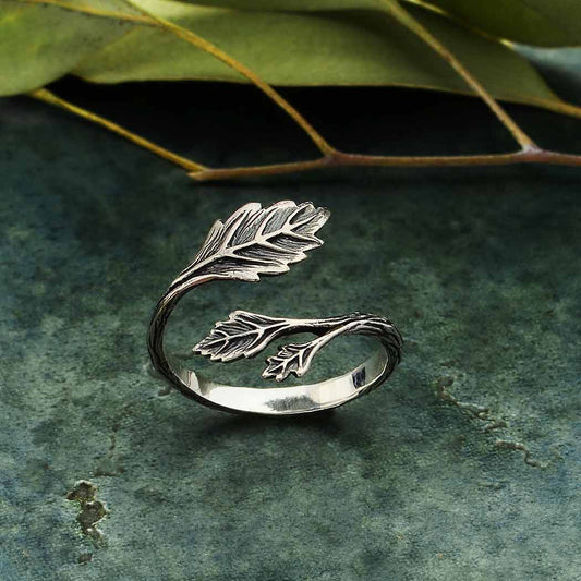 Leaf Sterling Silver Adjustable Ring