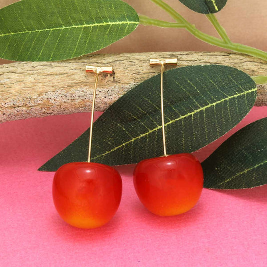 Cherry Drop Resin Earrings